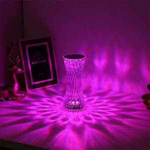 RGB Desk Lamp, Acrylic Crystal, 3 Intensity Levels, Touch, with Remote Control, Transparent