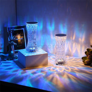 RGB Desk Lamp, Acrylic Crystal, 3 Intensity Levels, Touch, with Remote Control, Transparent