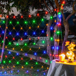 Christmas Installation, Mesh Type, LED Bulbs, 8 Light Effects, Interconnectable, Transparent Wire, 1.5m Extension Cord, Warm White, Cold White, Multicolor