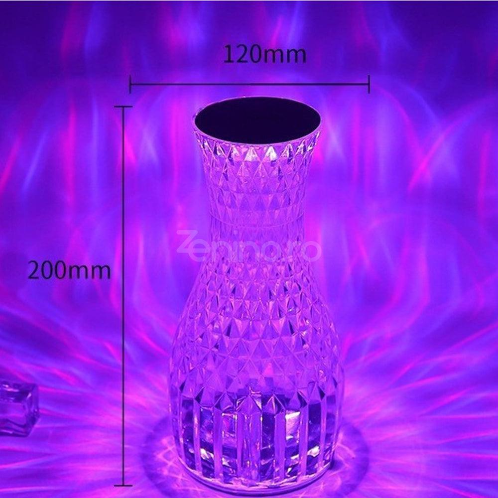 RGB Desk Lamp, Acrylic Crystal, 3 Intensity Levels, Touch, with Remote Control, Transparent