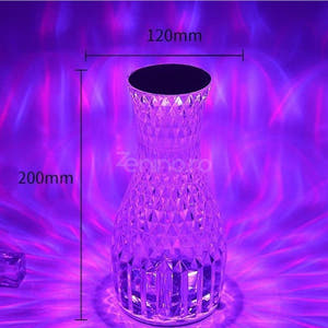 RGB Desk Lamp, Acrylic Crystal, 3 Intensity Levels, Touch, with Remote Control, Transparent