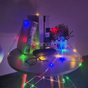 Christmas Installation, Linear, LED Bulbs, Multicolor, 8 Light Effects, Transparent Wire, 220V, Controller