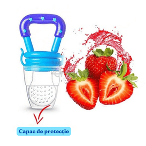 Pacifier for Diversification, Teething, for Fruit, Puree, BPA Free, Protective Cap, Leakproof Closure, Easy to Clean, Blue