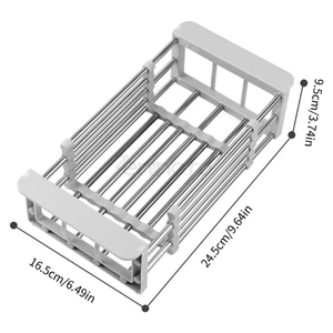 Dish Drainer, Stainless Steel, Vegetables and Fruits, Stable, Durable, Extendable between 27.5-46cm