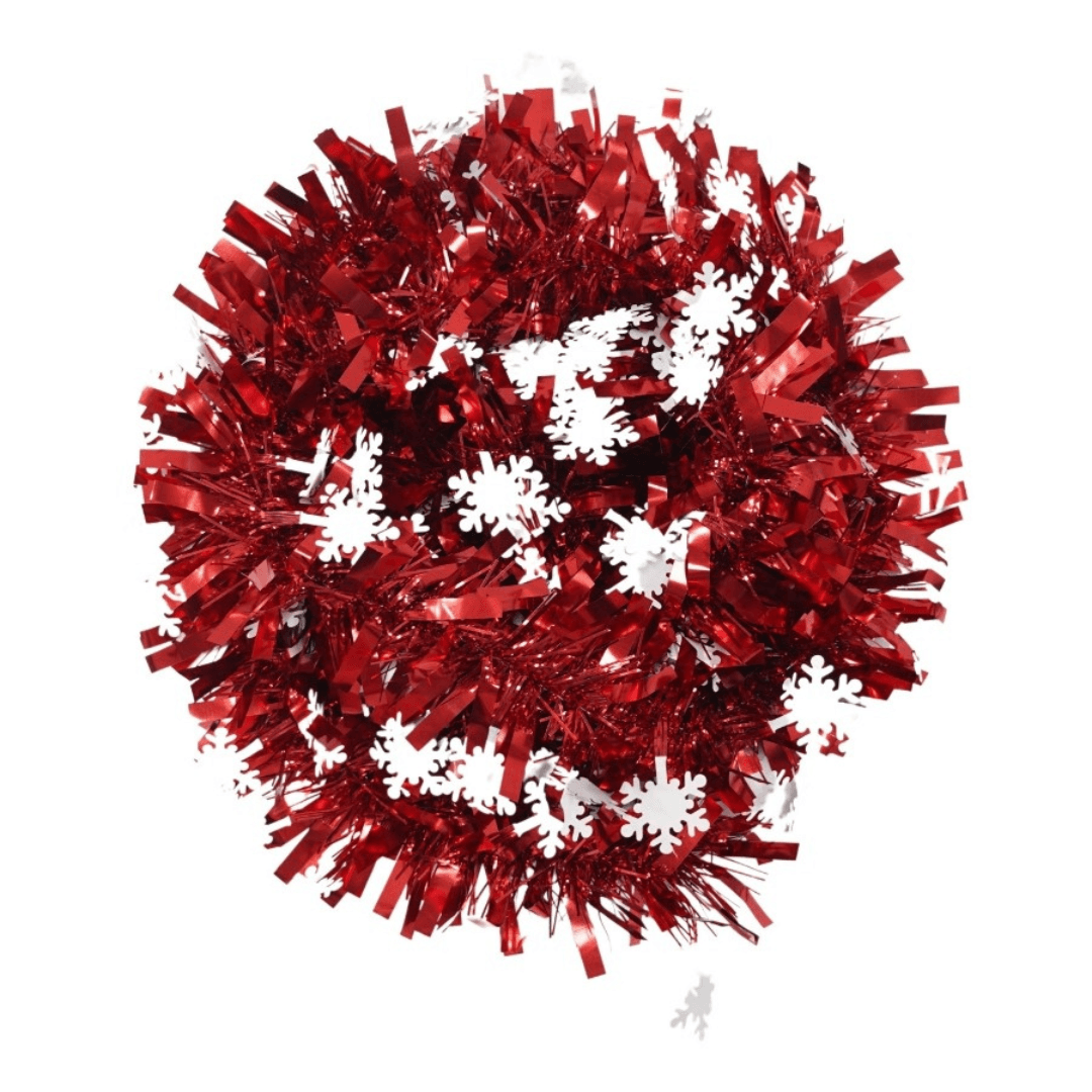 Christmas Tinsel, Various Designs, 2m x 11cm, Red, Blue, Pink