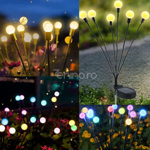 Solar Firefly Lamp, 6 Bulbs, for Garden, IP65, Ground Mount, 8h Battery Life, Height 70 cm, Black