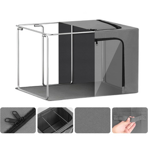 Cutie Depozitare Haine, Capacitate 38L, 3 Ferestre, Fermoar Bidirectional, Cadru din Otel