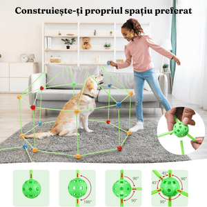 3D Construction Set 87 Pieces, Tent, Fortress, for Children, Indoor/Outdoor