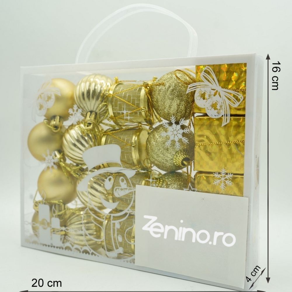Set of 20 Christmas Decorations, for the Tree, Balls and Gifts, Various Models, Polystyrene, Glitter, Hanger Included, Reusable