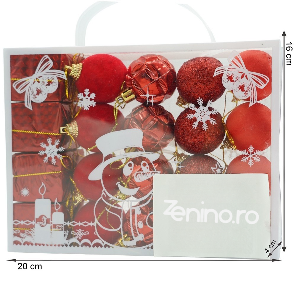 Set of 20 Christmas Decorations, for the Tree, Balls and Gifts, Various Models, Polystyrene, Glitter, Hanger Included, Reusable