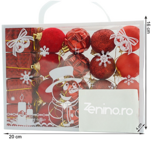 Set of 20 Christmas Decorations, for the Tree, Balls and Gifts, Various Models, Polystyrene, Glitter, Hanger Included, Reusable