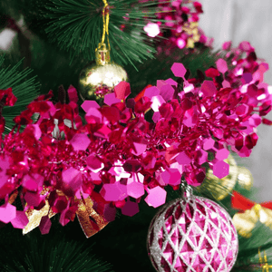 Christmas Tinsel, Various Designs, 2m x 11cm, Red, Blue, Pink
