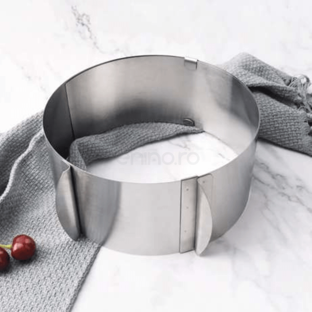Adjustable Cake Pan, Adjustment 16-30 cm, Height 12 cm, Steel, Safety Clip, Silver