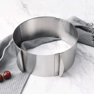 Adjustable Cake Pan, Adjustment 16-30 cm, Height 12 cm, Steel, Safety Clip, Silver