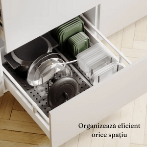 Kitchen Organization Rack, 6 Slots, for Lids, Pans, Adjustable Configuration, Easy to Clean, Gray