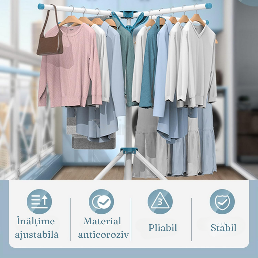 Clothes Dryer, Umbrella type, 4 Arms, Indoor, Outdoor, Non-Slip Support, Aluminum, Height between 108-165cm 