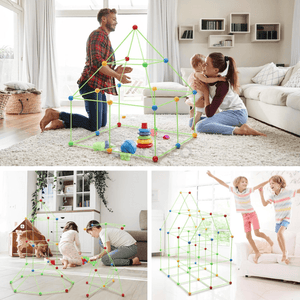 3D Construction Set 87 Pieces, Tent, Fortress, for Children, Indoor/Outdoor