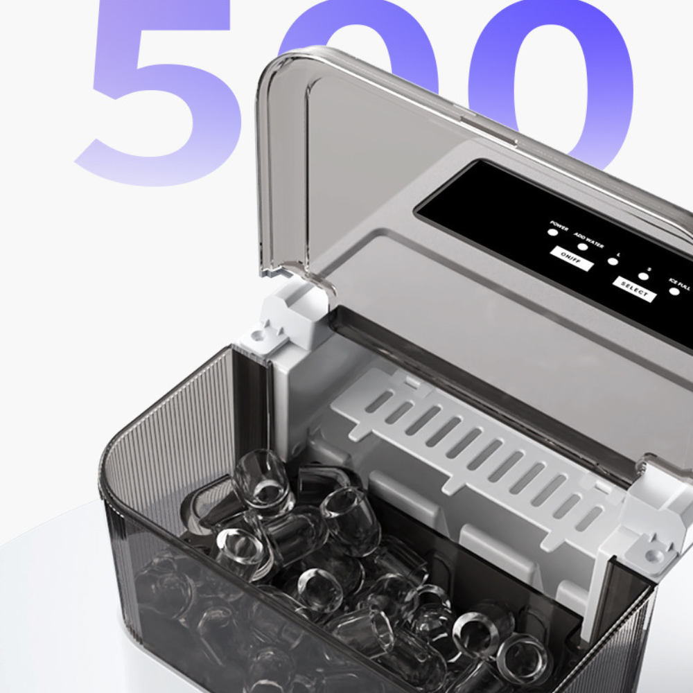 Машина за лед, 2 размера, 12 кг/ден, функция стоп, капацитет 500 г, преносима
