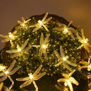 Solar Panel String, 30 LED, Dragonfly Shape, IP65, Ground Mount, 7 Hours Lighting, Length 6.5m, Multicolor