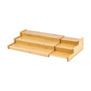 Extendable Spice Rack, 3 Tiers, 22.5-39cm, Bamboo
