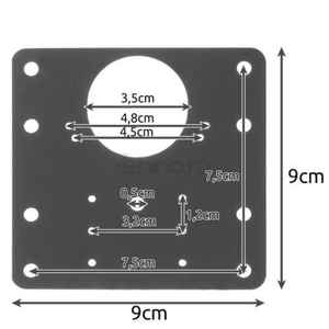 Set of 4 Flat Perforated Plates, for Hinges, Universal Model, High Strength, 20 Screws, Stainless Steel 