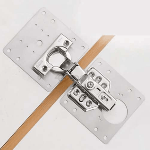Set of 4 Flat Perforated Plates, for Hinges, Universal Model, High Strength, 20 Screws, Stainless Steel 