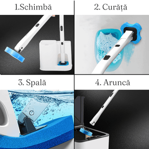 Toilet Cleaning Brush, Disposable Heads, Sanitizing, Cleaning, 5 Refills, Wall Mounted, White
