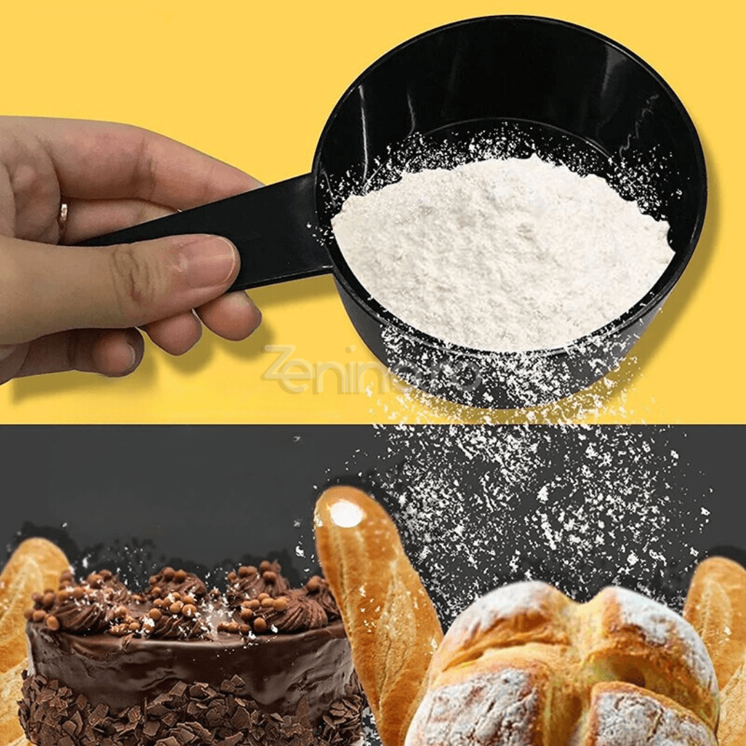 Set of 10 Measuring Cups, for Flour, Sugar, 25ml - 250ml, Dosing Ingredients, Plastic, Black