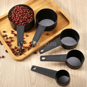 Set of 10 Measuring Cups, for Flour, Sugar, 25ml - 250ml, Dosing Ingredients, Plastic, Black