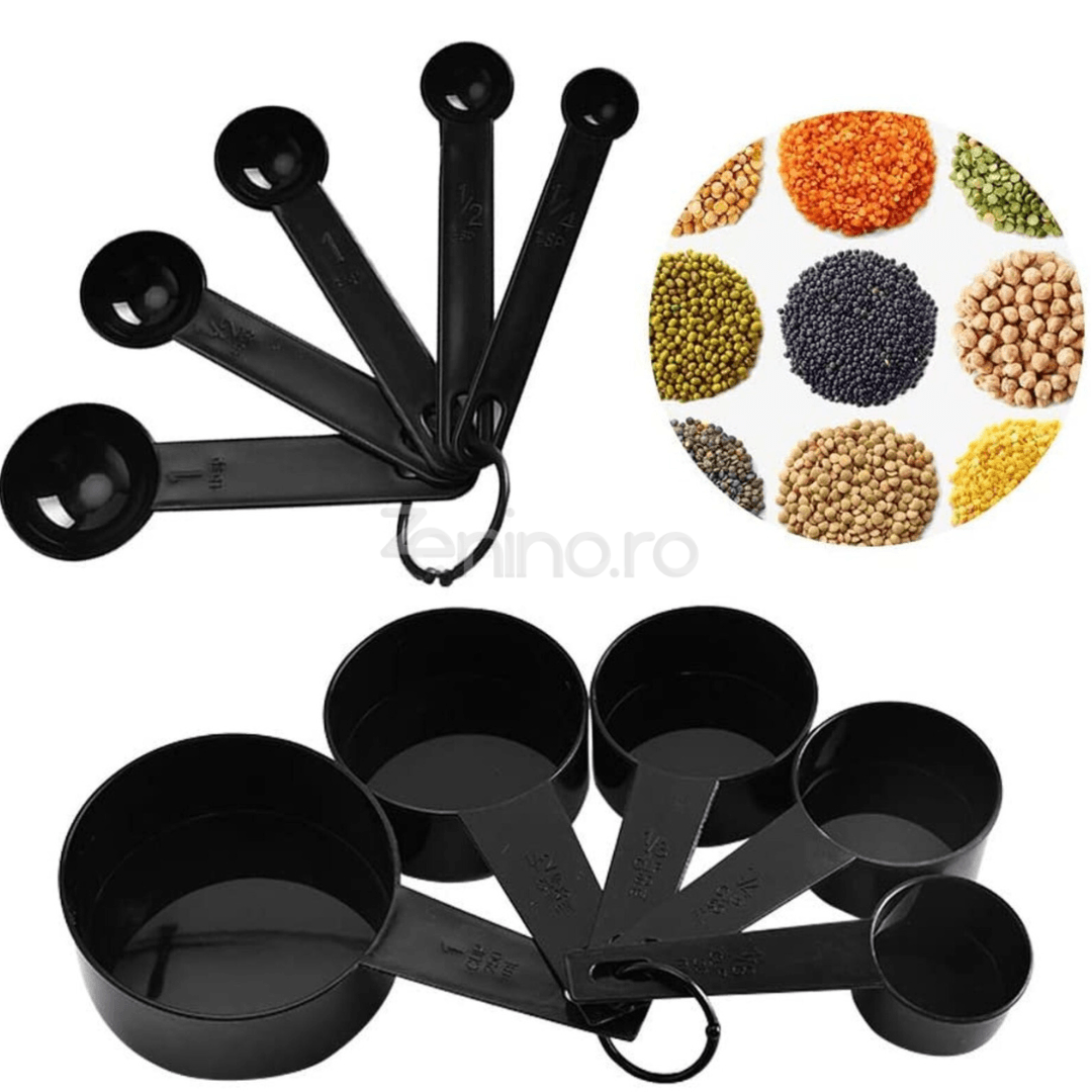 Set of 10 Measuring Cups, for Flour, Sugar, 25ml - 250ml, Dosing Ingredients, Plastic, Black