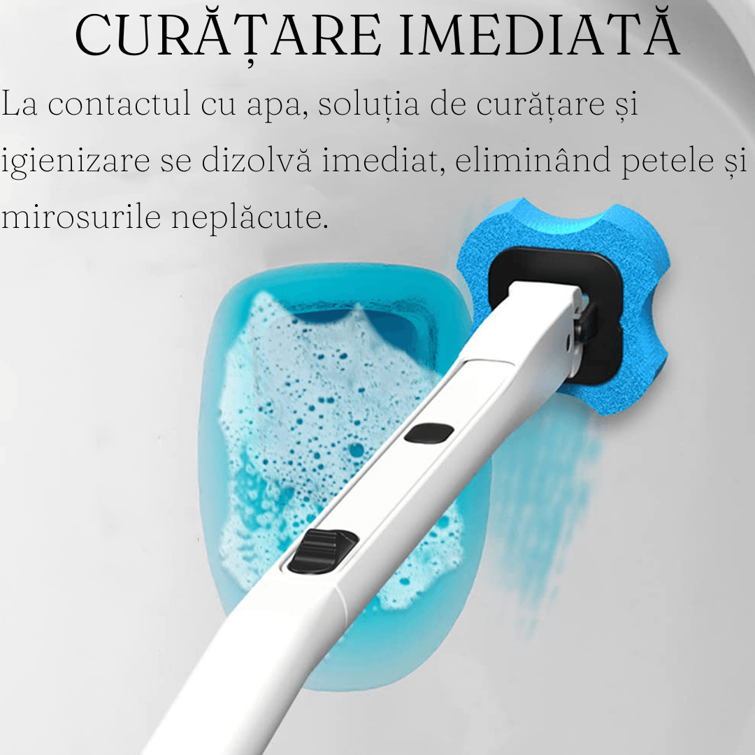 Toilet Cleaning Brush, Disposable Heads, Sanitizing, Cleaning, 5 Refills, Wall Mounted, White
