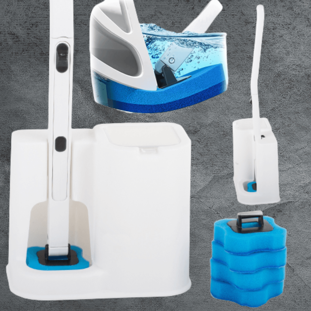 Toilet Cleaning Brush, Disposable Heads, Sanitizing, Cleaning, 5 Refills, Wall Mounted, White