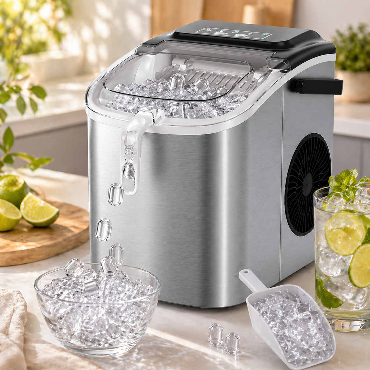 Aparat Cuburi Gheata, 2 Marimi, 12kg/zi, Rezervor 1.2L, Senzori Automati