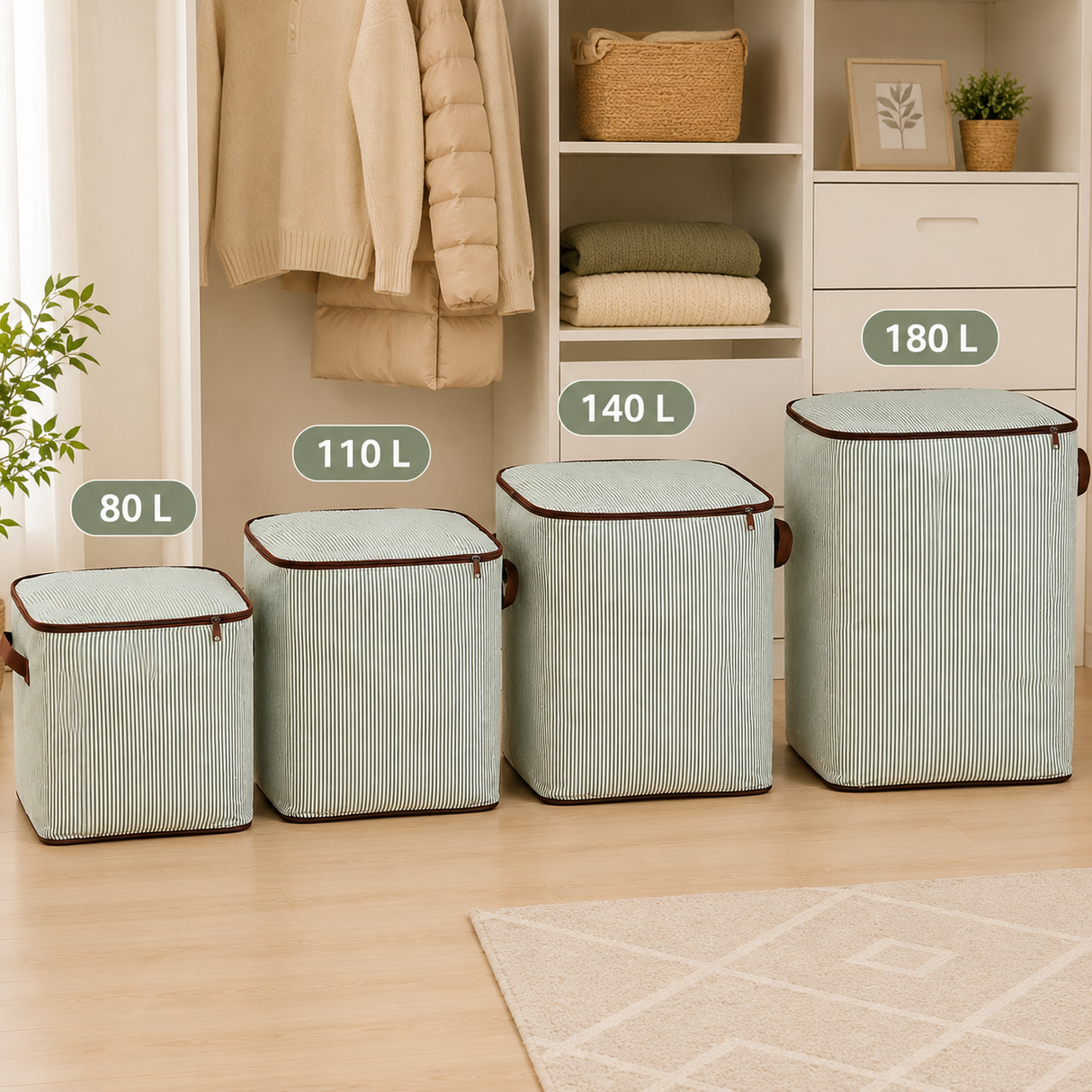 Storage Box 80-180 Liters, Zipper Closure, Waterproof Material