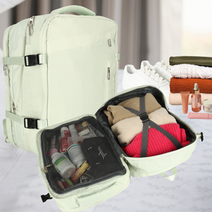 Travel Backpack, 3-4 Compartments, Waterproof Material, Additional Pockets, Expandable to 36 L, Polyester