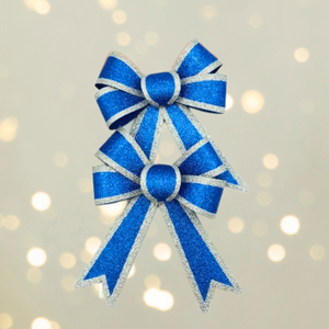 Set of 2 Christmas Bows, with Glitter, Tree Decorations, Special Pattern, 13x18cm