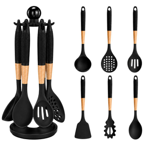 Set 6 Ustensile Bucatarie, Suport Vertical, Anti-Zgarierturi, din Silicon