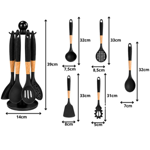 Set 6 Ustensile Bucatarie, Suport Vertical, Anti-Zgarierturi, din Silicon
