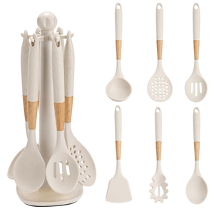 Set 6 Ustensile Bucatarie, Suport Vertical, Anti-Zgarierturi, din Silicon