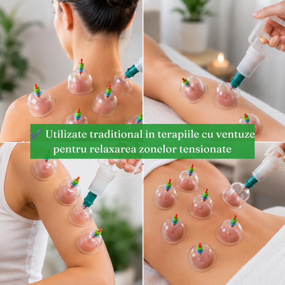 Set of 12 Massage Cupping Cups, Vacuum Pump, Anti-Cellulite, Therapy, Relaxation, White