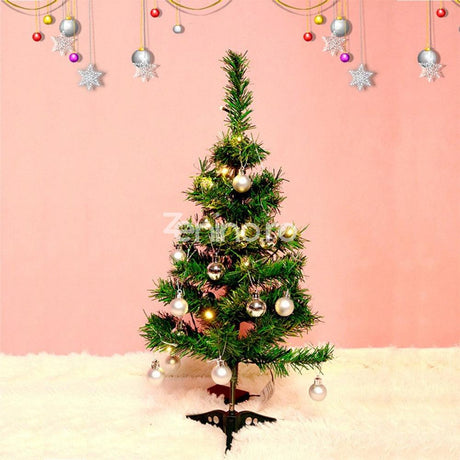 Decorated Artificial Christmas Tree, with Globes, Height 60cm, Installation with 20 LEDs, Warm Light, Green