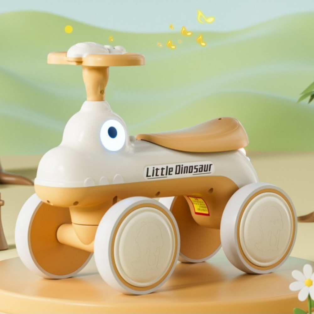 Children's Bicycle, Without Pedals, 4 Wheels, with Music and Lights, Made of Durable Plastic