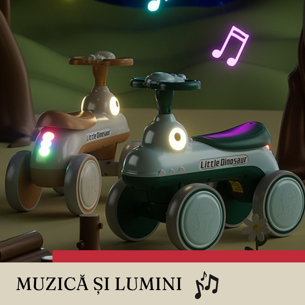 Children's Bicycle, Without Pedals, 4 Wheels, with Music and Lights, Made of Durable Plastic
