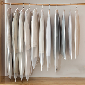 Husa Depozitare Haine, cu Fermoar, Protectie Praf, 4 Dimensiuni, Transparent-Alb