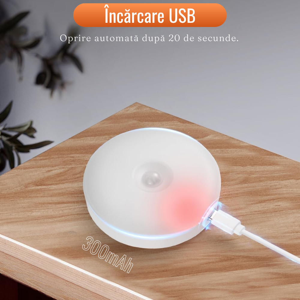 Нощна лампа, сензор за движение, USB зареждане, 8.5x2.3 см