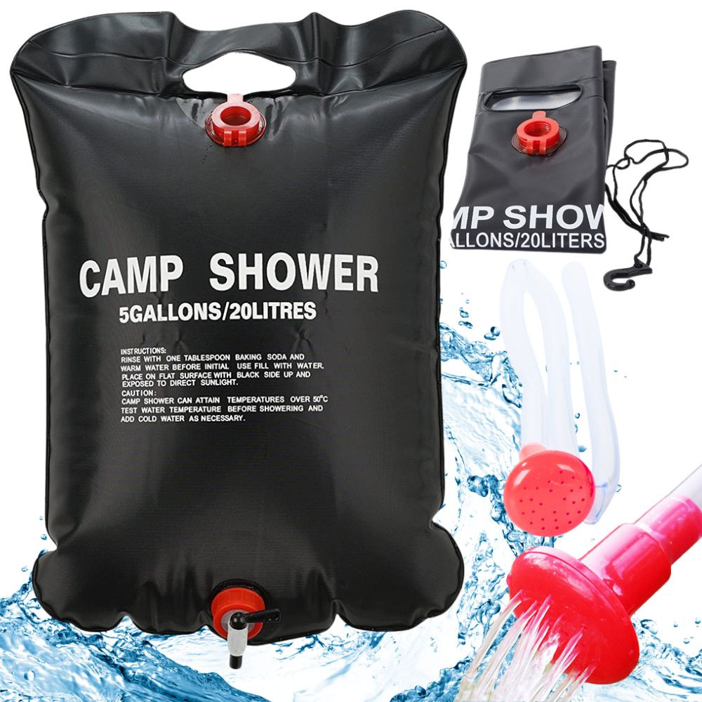 Dus Portabil cu Incalzire Solara, 20L, 40L, pentru Camping, Maner Agatare