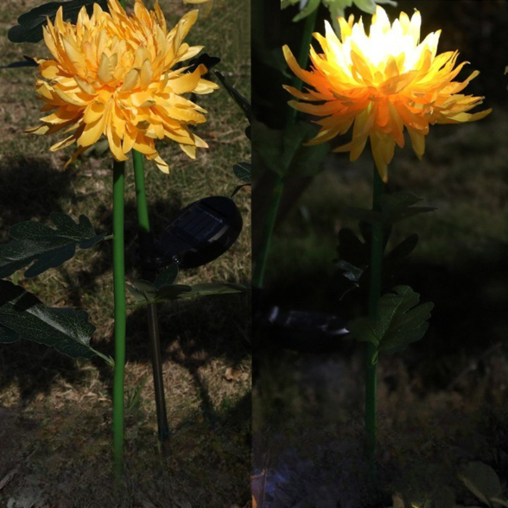 Комплект от 4 соларни лампи Zenino Tulip - 3 цветя на лампа, издръжливи, IP65, за монтаж на земята, 600mAh, 78 см, многоцветни
