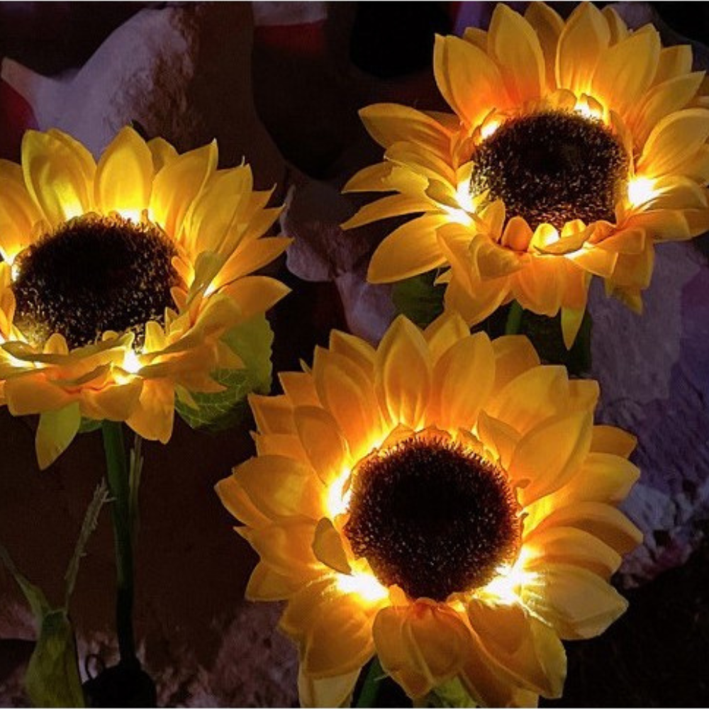 Set of 4 Zenino Tulip Solar Lamps - 3 Flowers per Lamp, Durable, IP65, Ground Mounted, 600mAh, 78 cm, Multicolor
