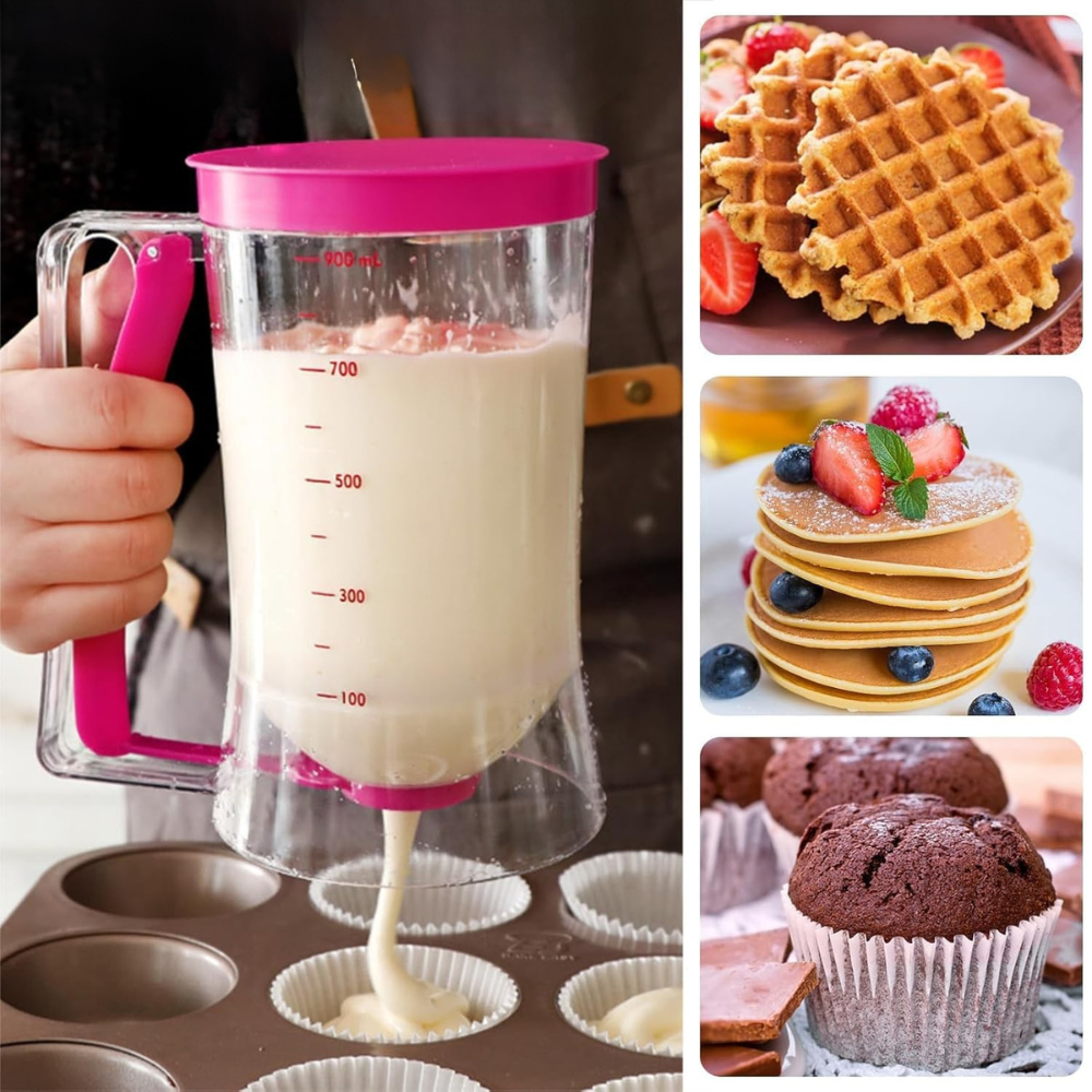 Dispenser Aluat, pentru Prajituri, 900ml, Maner cu Arc, din Plastic