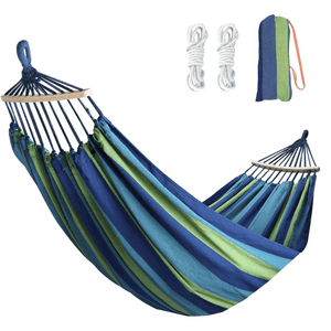 Garden Hammock, Wooden Bars, Fixing Ropes, 1/2 Persons, Maximum Load 200kg., Textile Material, Multicolor